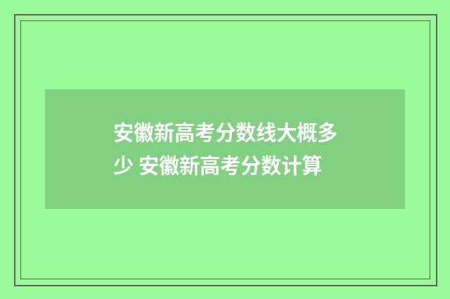 安徽新高考分数线大概多少 安徽新高考分数计算