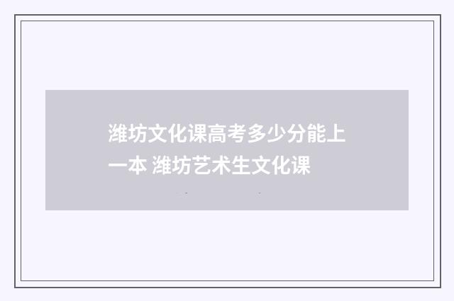潍坊文化课高考多少分能上一本 潍坊艺术生文化课