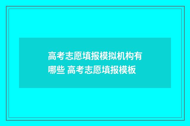 高考志愿填报模拟机构有哪些 高考志愿填报模板