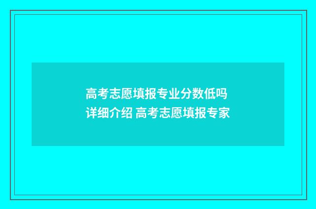 高考志愿填报专业分数低吗 详细介绍 高考志愿填报专家