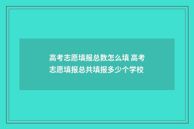 高考志愿填报总数怎么填 高考志愿填报总共填报多少个学校