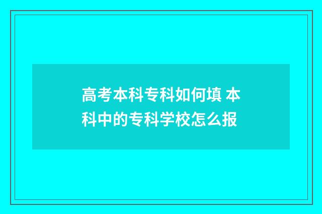 高考本科专科如何填 本科中的专科学校怎么报