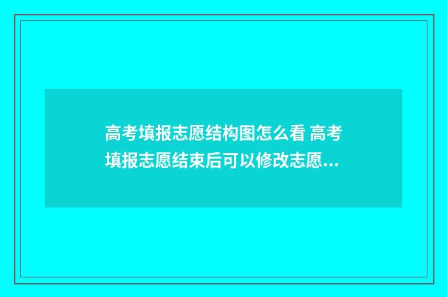 高考填报志愿结构图怎么看 高考填报志愿结束后可以修改志愿吗?