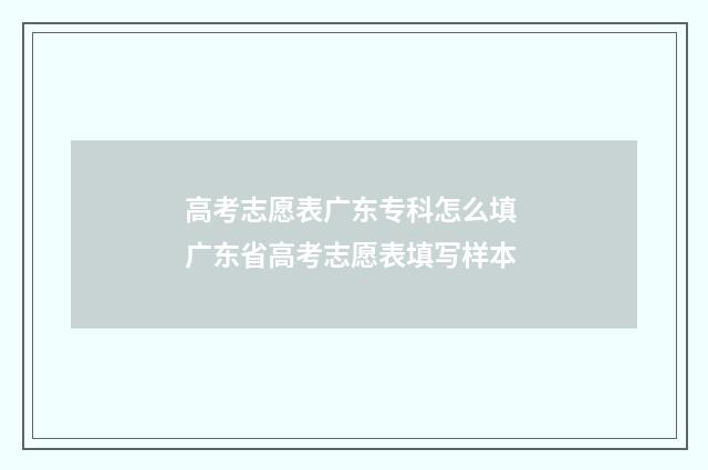 高考志愿表广东专科怎么填 广东省高考志愿表填写样本