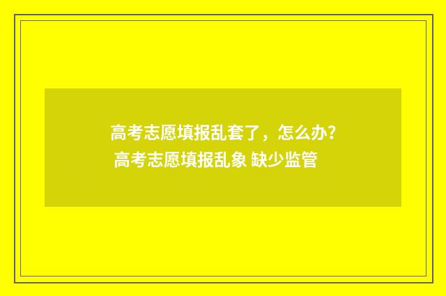 高考志愿填报乱套了，怎么办？ 高考志愿填报乱象 缺少监管