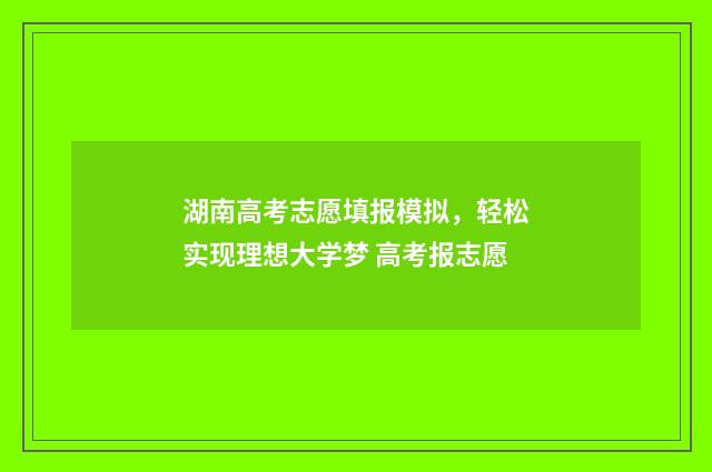湖南高考志愿填报模拟，轻松实现理想大学梦 高考报志愿