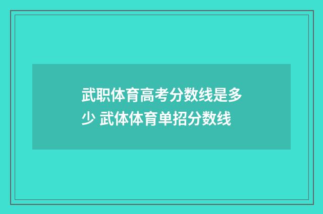 武职体育高考分数线是多少 武体体育单招分数线