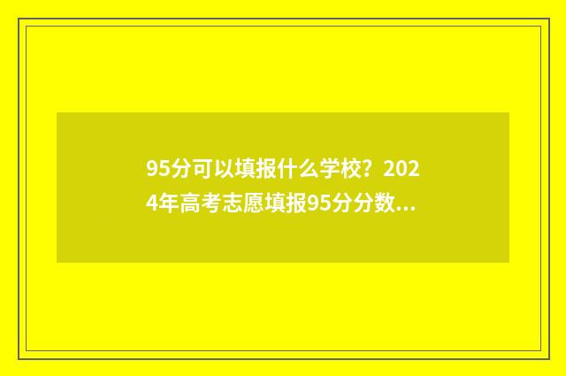 95分可以填报什么学校？2024年高考志愿填报95分分数段报考院校表 95分是