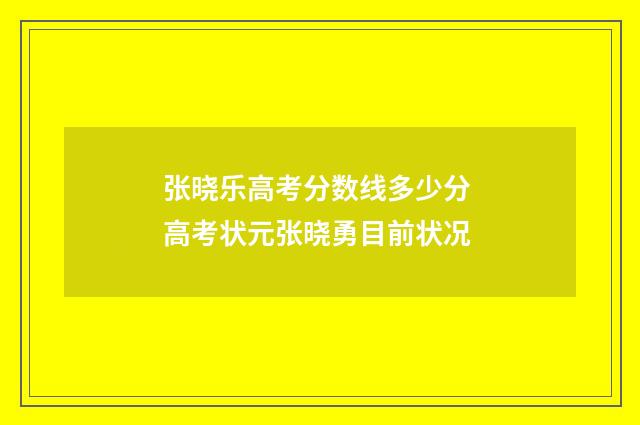 张晓乐高考分数线多少分 高考状元张晓勇目前状况