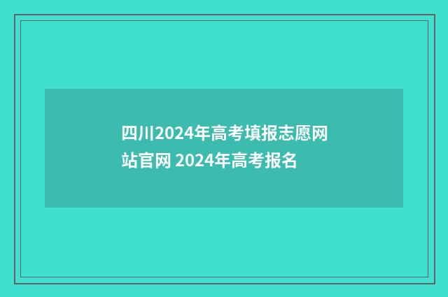 四川2024年高考填报志愿网站官网 2024年高考报名
