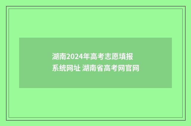 湖南2024年高考志愿填报系统网址 湖南省高考网官网