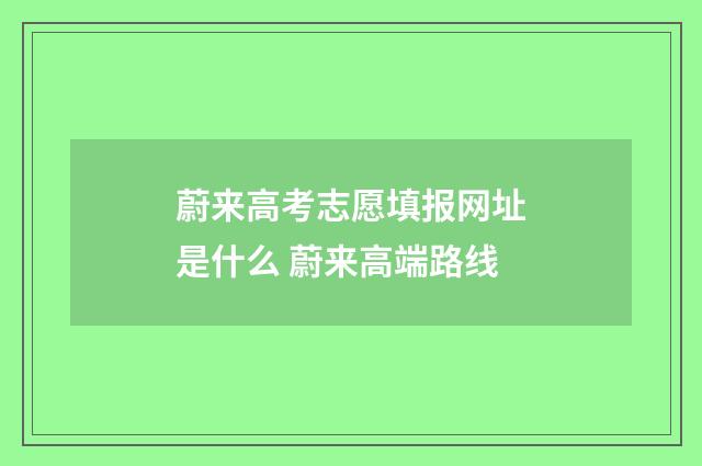 蔚来高考志愿填报网址是什么 蔚来高端路线