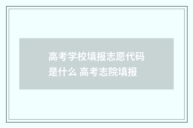 高考学校填报志愿代码是什么 高考志院填报