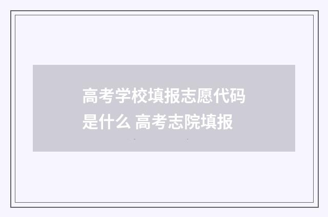 高考学校填报志愿代码是什么 高考志院填报
