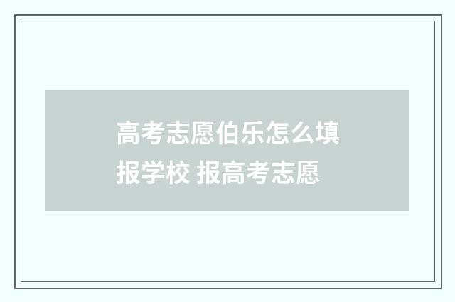高考志愿伯乐怎么填报学校 报高考志愿