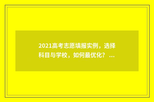2021高考志愿填报实例，选择科目与学校，如何最优化？ 2021高考志愿填报查看