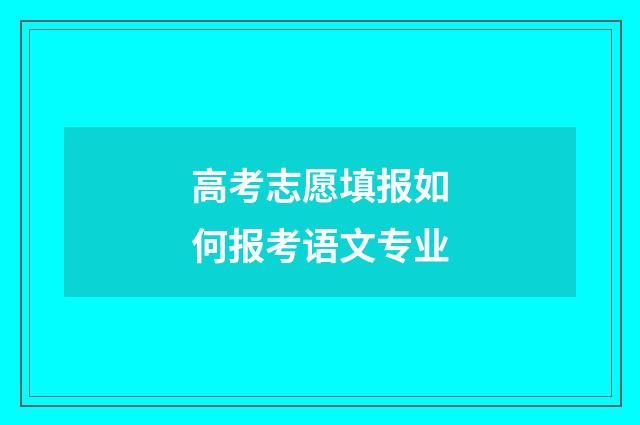 高考志愿填报如何报考语文专业