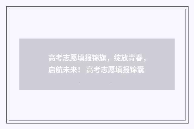 高考志愿填报锦旗,绽放青春,启航未来! 高考志愿填报锦囊