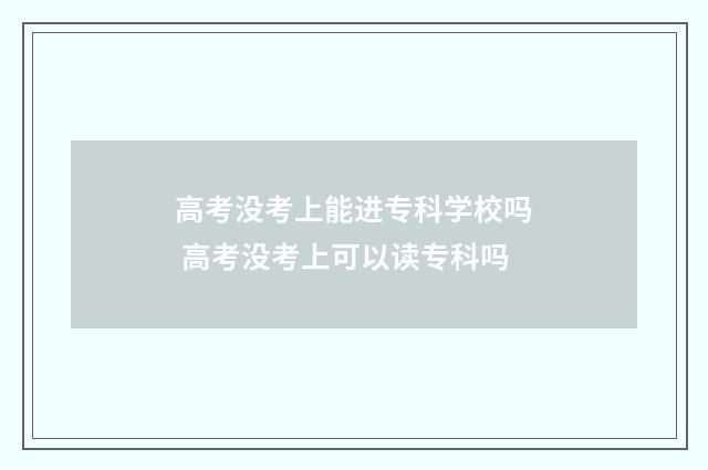 高考没考上能进专科学校吗 高考没考上可以读专科吗
