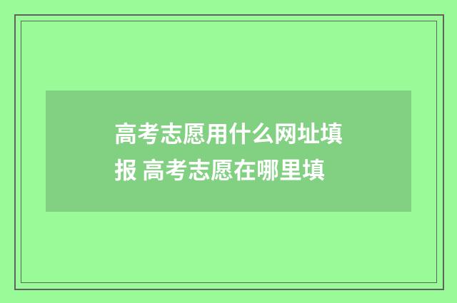 高考志愿用什么网址填报 高考志愿在哪里填