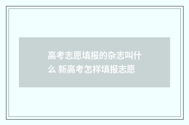 高考志愿填报的杂志叫什么 新高考怎样填报志愿
