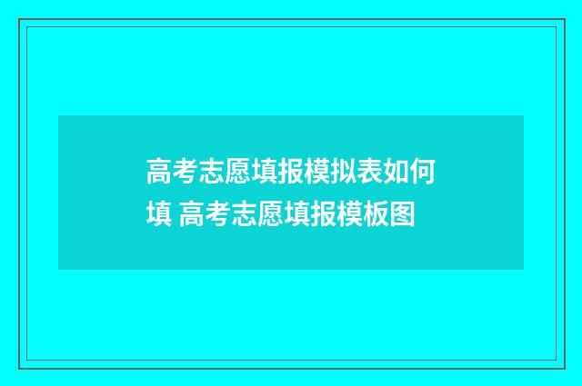 高考志愿填报模拟表如何填 高考志愿填报模板图