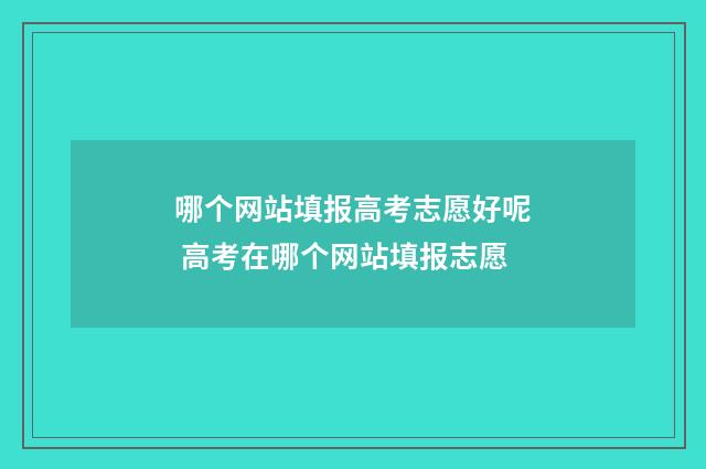 哪个网站填报高考志愿好呢 高考在哪个网站填报志愿
