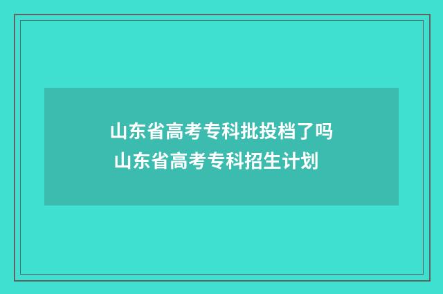 山东省高考专科批投档了吗 山东省高考专科招生计划