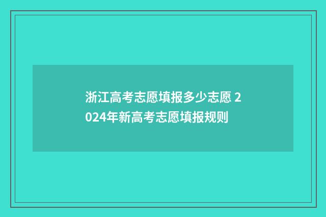 浙江高考志愿填报多少志愿 2024年新高考志愿填报规则