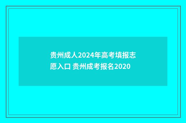 贵州成人2024年高考填报志愿入口 贵州成考报名2020