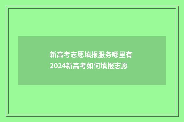 新高考志愿填报服务哪里有 2024新高考如何填报志愿
