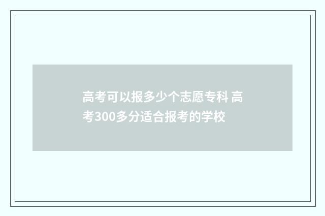高考可以报多少个志愿专科 高考300多分适合报考的学校