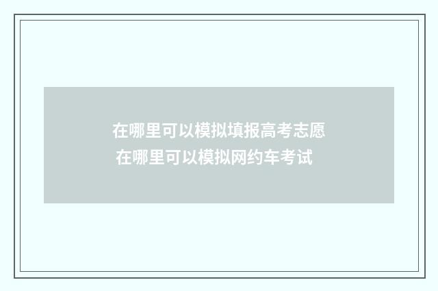 在哪里可以模拟填报高考志愿 在哪里可以模拟网约车考试