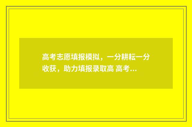 高考志愿填报模拟，一分耕耘一分收获，助力填报录取高 高考志愿填报模拟系统