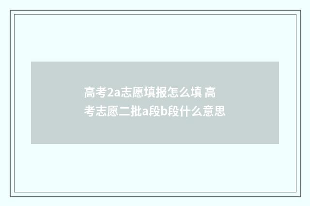 高考2a志愿填报怎么填 高考志愿二批a段b段什么意思
