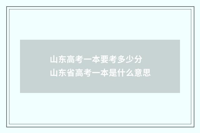 山东高考一本要考多少分 山东省高考一本是什么意思