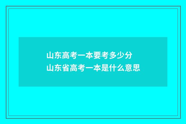 山东高考一本要考多少分 山东省高考一本是什么意思