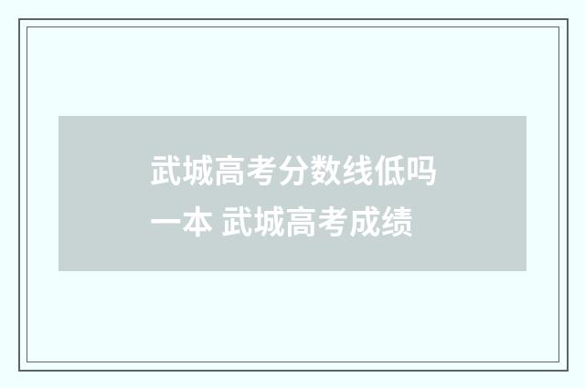 武城高考分数线低吗一本 武城高考成绩