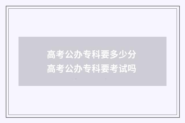 高考公办专科要多少分 高考公办专科要考试吗