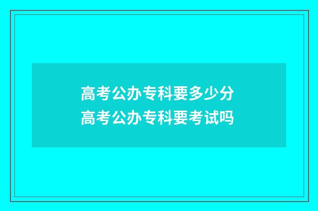 高考公办专科要多少分 高考公办专科要考试吗