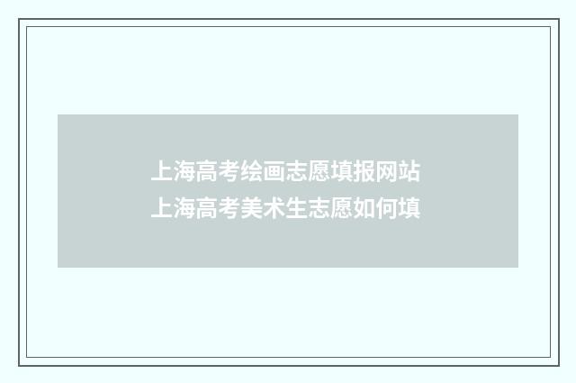 上海高考绘画志愿填报网站 上海高考美术生志愿如何填