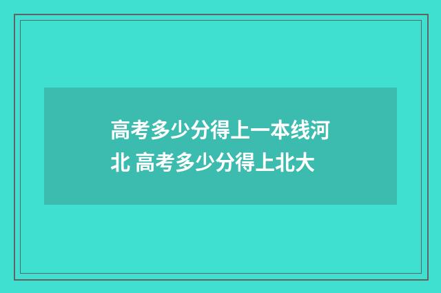 高考多少分得上一本线河北 高考多少分得上北大