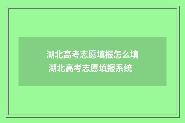 湖北高考志愿填报怎么填 湖北高考志愿填报系统
