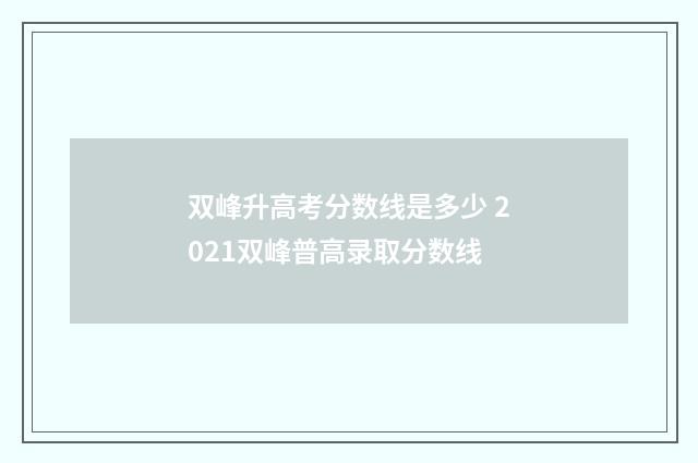 双峰升高考分数线是多少 2021双峰普高录取分数线