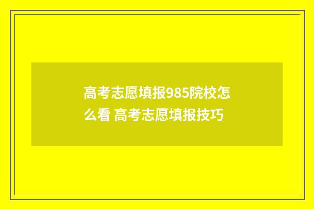 高考志愿填报985院校怎么看 高考志愿填报技巧