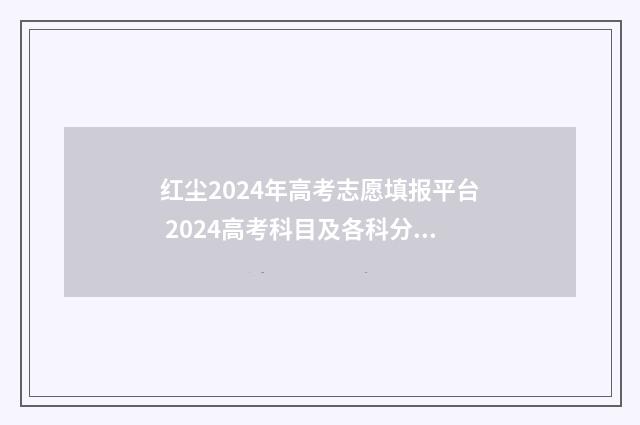 红尘2024年高考志愿填报平台 2024高考科目及各科分数