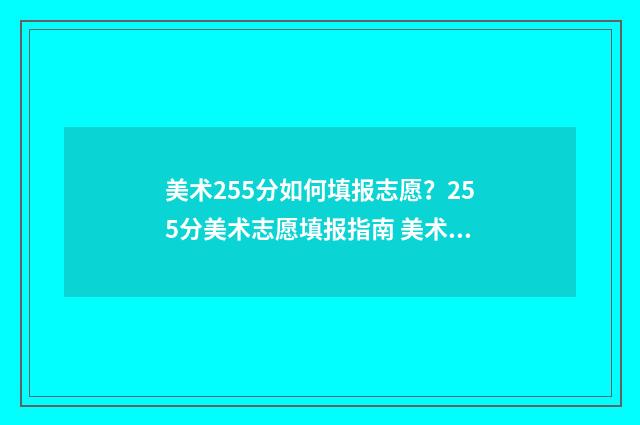 美术255分如何填报志愿？255分美术志愿填报指南 美术考225分