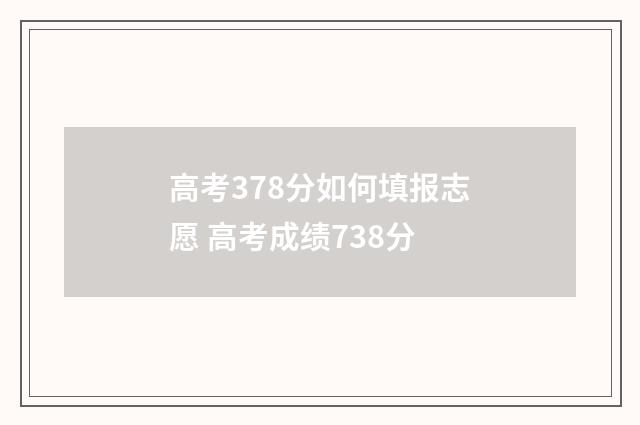 高考378分如何填报志愿 高考成绩738分