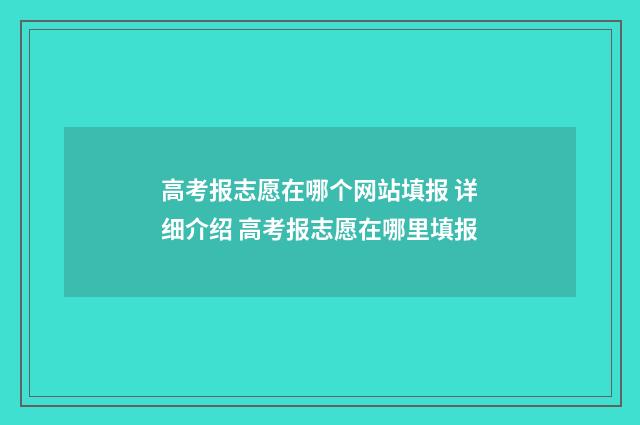 高考报志愿在哪个网站填报 详细介绍 高考报志愿在哪里填报