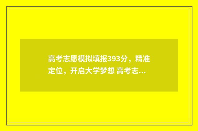 高考志愿模拟填报393分，精准定位，开启大学梦想 高考志愿模拟填报服务平台